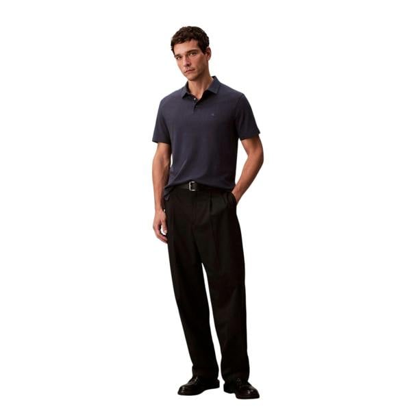 Calvin Klein Mens Pima Cotton Collared Short-Sleeved Polo Shirt - Ink - 