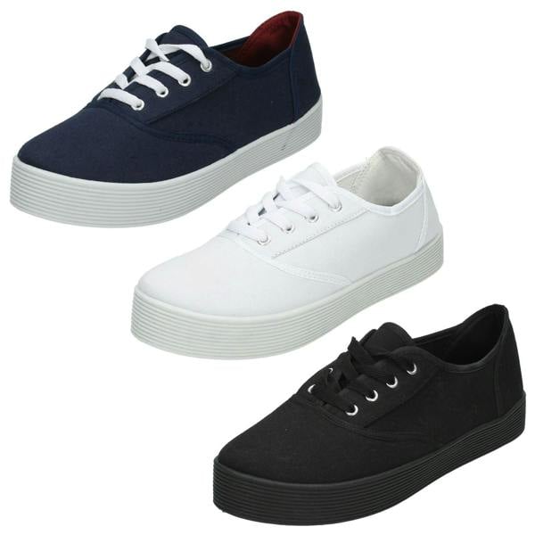 Spot On Girls Spot On Canvas Lace Up Platform Shoes