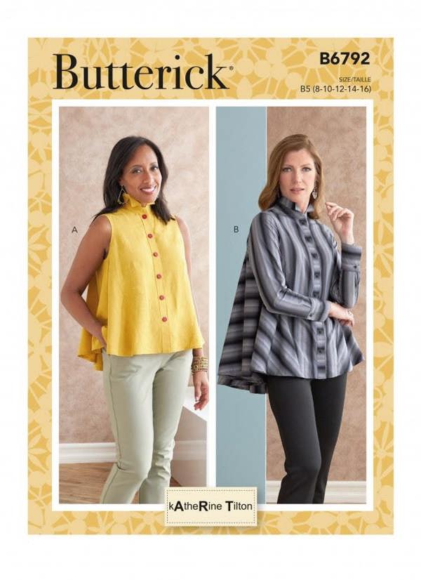 Butterick Sewing Pattern 6792, Tops, Shirts for Women, B5 (8-10-12-14-16) - Intermediate