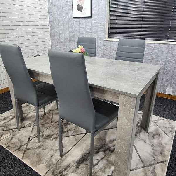 Kosy Koala Modern Grey Dining Table Set with 4 Grey Faux Leather Chairs - Dining Room Furniture