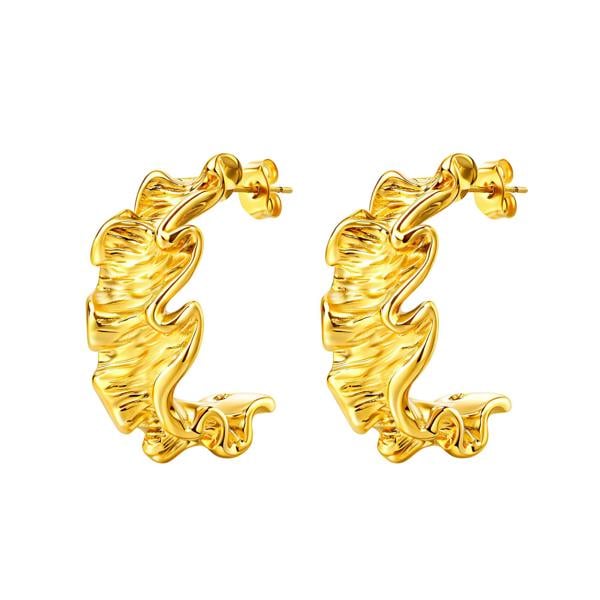 Serafina Arabella Earrings - 18K Gold Plated Sculptural Ruffle Hoop Earrings