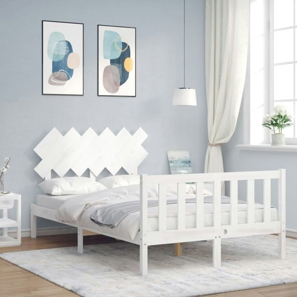 Berkfield Bed Frame with Headboard White 120x200 cm Solid Wood