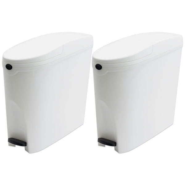 ProWashroom Sanitary Bin 20L x2 White - Slimline Washrooms Toilets Hygienic Disposal Pedal Bins