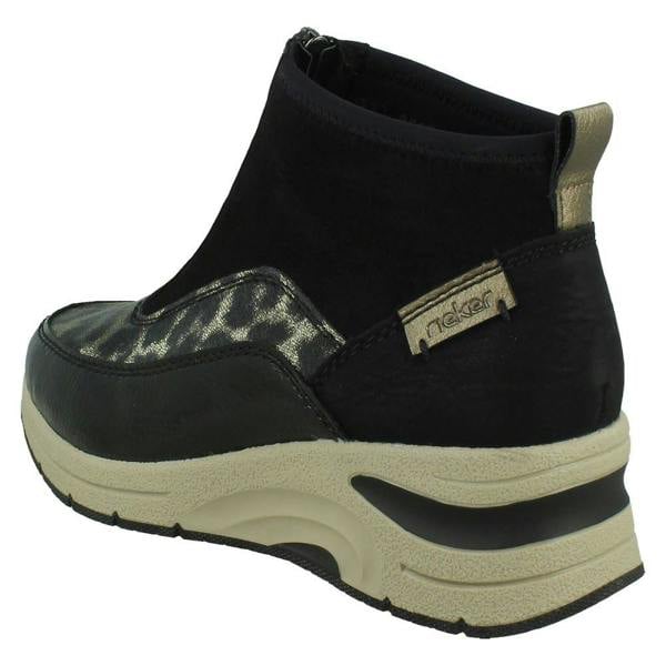 Rieker Ladies Rieker Wedge Heel Casual Front Zip Trainer Boots N9362