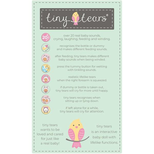 Tiny Tears 18" (46 cm) Baby Deluxe Doll With 20 Baby Sounds - White