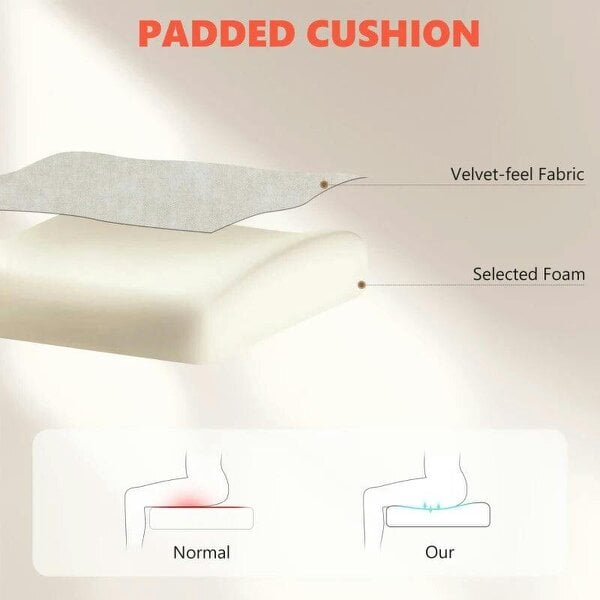 Office Chair with 6-point Vibration Massage and Heat, Fabric Desk Chair with Footrest, High Back, Cream White