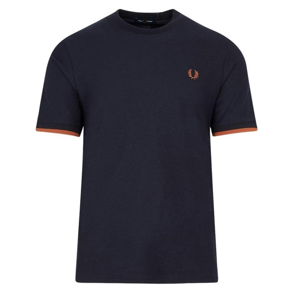 Fred Perry Mens Tipped Pique Cuffed T-Shirt - Navy