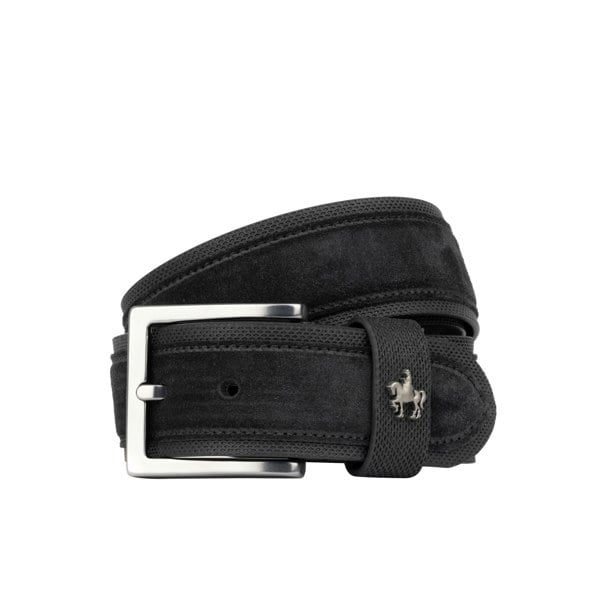 Embassy London Victor - Black & Black - Men's Italian leather belt