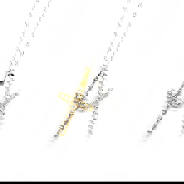 Say It With Double Cross Necklace - Sterling Silver