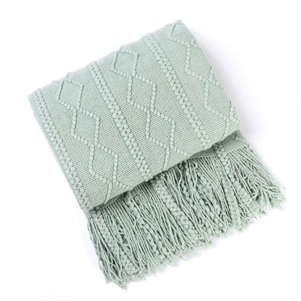 Anyhouz Anycozy Yellow Throw Blanket Faux Cashmere Sofa Cover Vertical Bar Diamond Knit Plaid Tassels Blanket for Spring Summer 130*180cm
