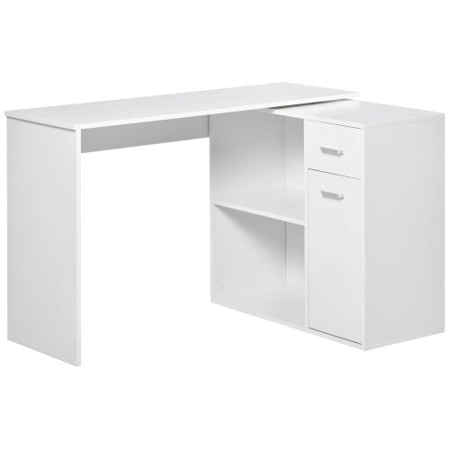 Wyld Haus Conono 173cm Wooden White Wood Grain L Shaped Desk With Drawer Shelves And Storage Cabinet