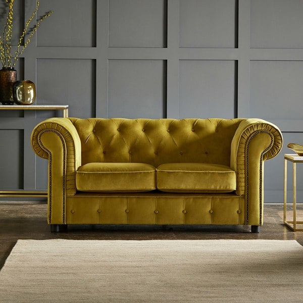 Furnishings For Less Ashbourne Chesterfield Plush Velvet Fabric Sofa Suite