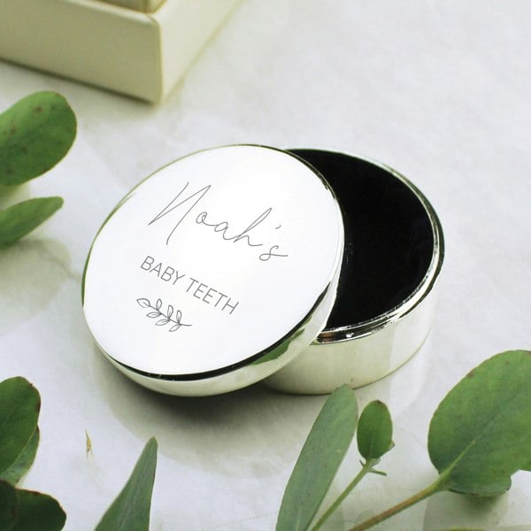 Personalised Memento Company Personalised Botanical First Tooth/Curl Trinket Box