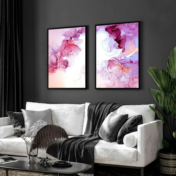 Abstract wall art for living room | set of 2 framed wall art prints