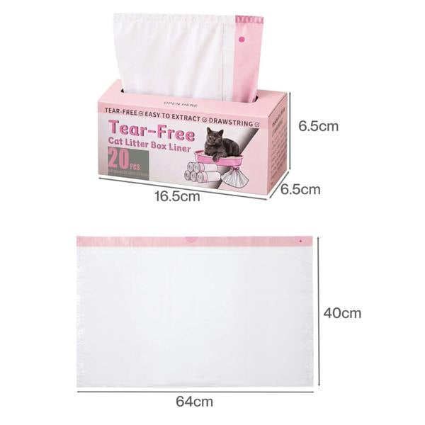 Skylos Cat Litter Bags for Robot Litter Box Drawstring 120 Pack HDPE Pink