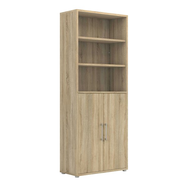 Wyld Haus Dris Natural Oak Wood Effect Bookcase 4 Shelves 2 Doors