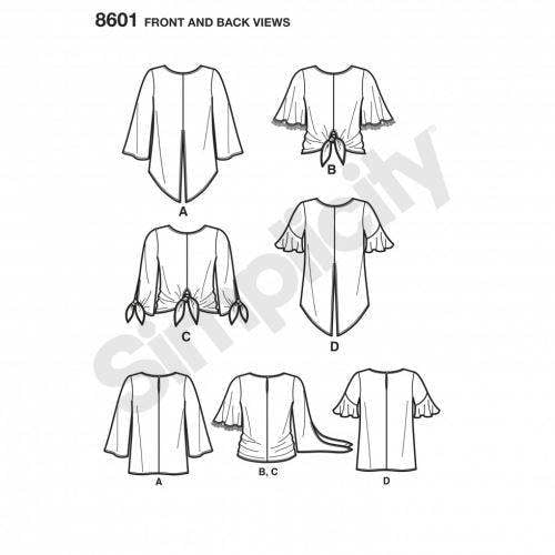 Simplicity Sewing Pattern 8601, Tops for Women, H5 (6-8-10-12-14) - Easy