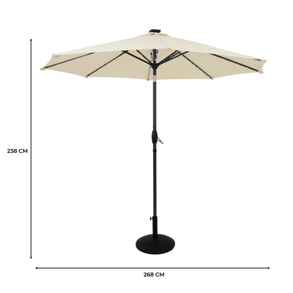 Jardi LED Tilt Parasol 2.7m With Tilt Base – Cream