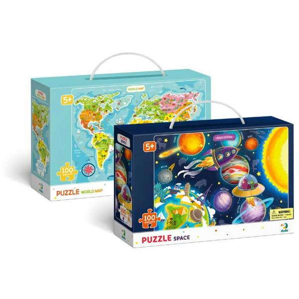 DODO Set Of 2 Maps One Of The World and One Of Space - Blue