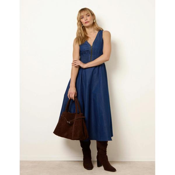 Blue Vanilla Zip Front Denim Dress