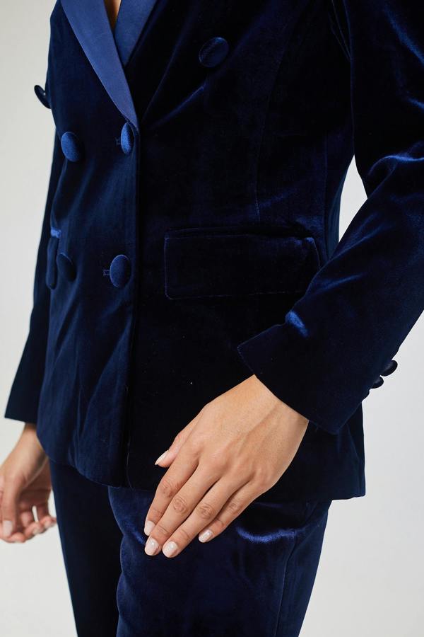LuvForever Eliana - Navy Velvet Blazer & Trouser Suit