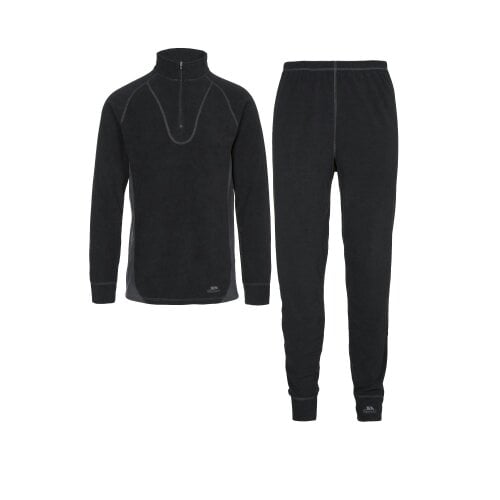 Trespass Unisex Thriller Thermal Top And Bottom Set - Black X