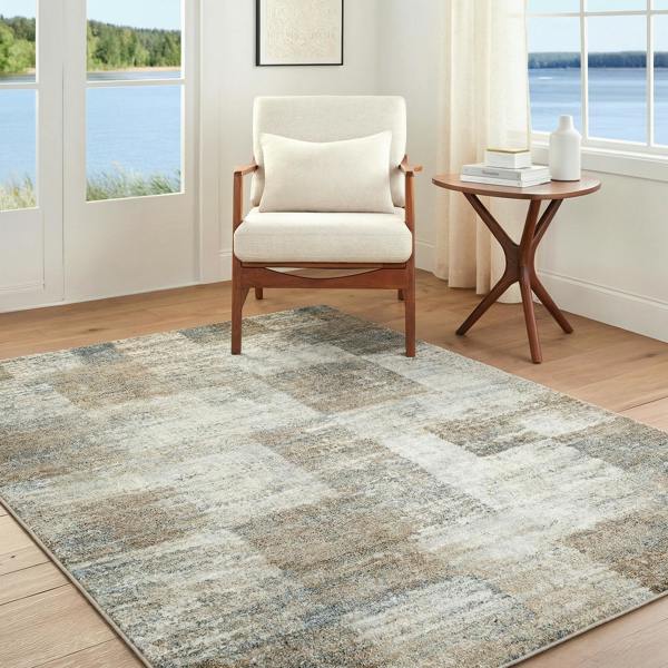 Livabliss Avellino-Modern Brown Grey Blue Graphic High Pile Rug