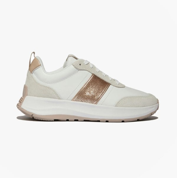 FitFlop F-MODE Womens Leather Trainers Urban White