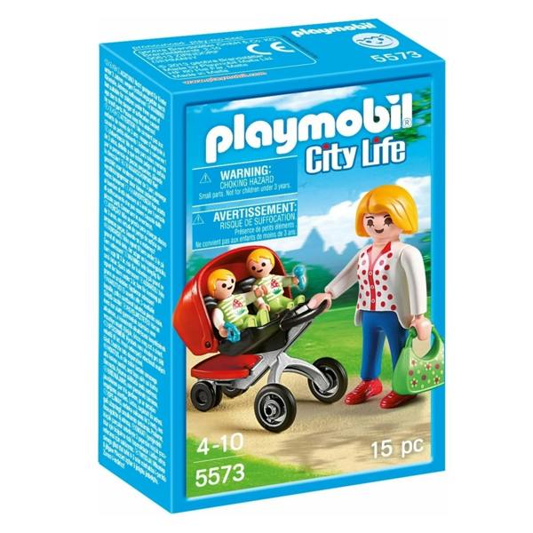 Playmobil City Life Mother with Twin Stroller - 5573 Playset