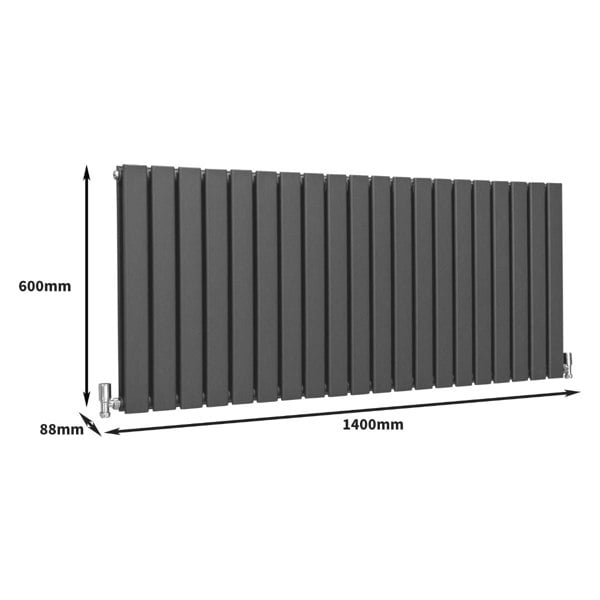 Designer Flat Panel Radiator - Anthracite Grey (600mm x 1400mm)