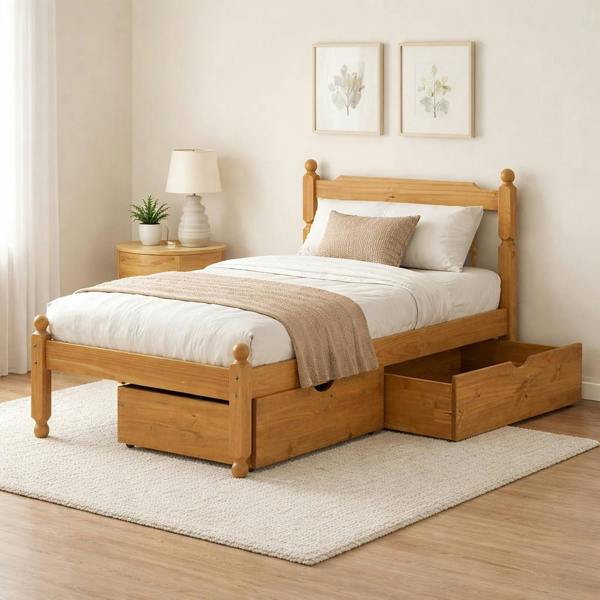 Mission TM Colonial Spindle Waxed Pine Bed Frame 5 Sizes Small Single to King
