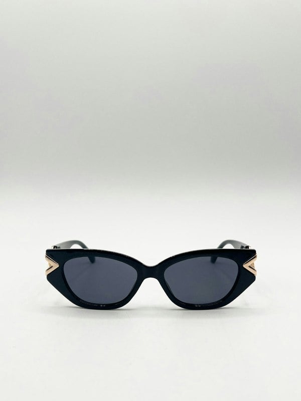 SVNX Cat-Eye Sunglasses with Side Detail in Black