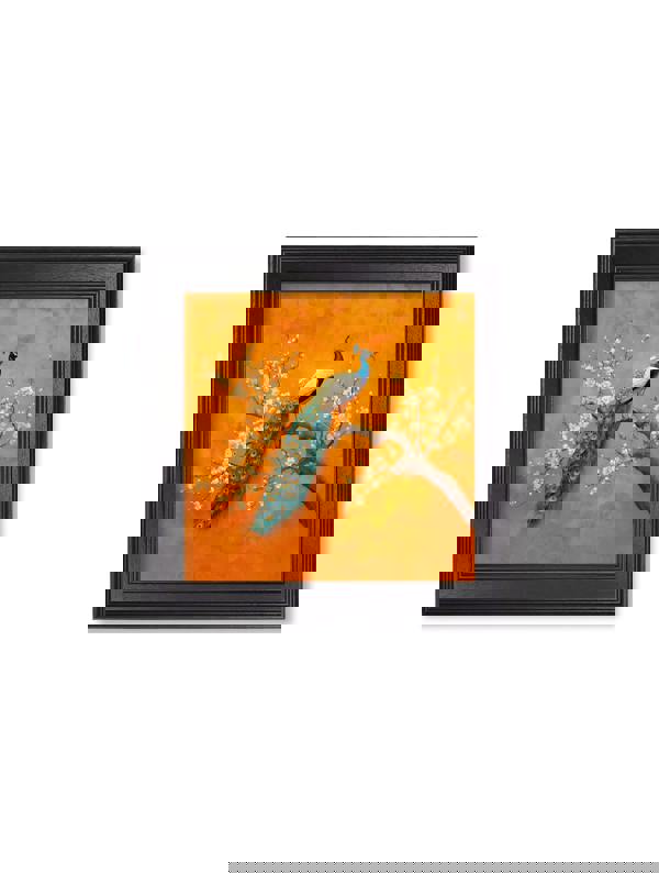 Exceptional Art Peacocks In Saffron Garden - Black Hurstwood square frame