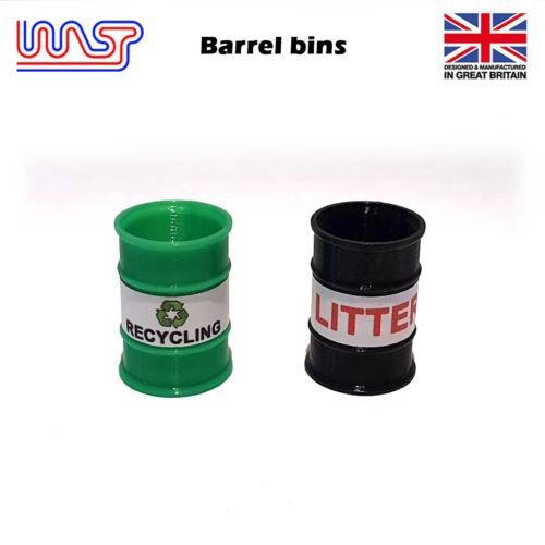 MCSlots Slot Car Scenery Track Side Green Recycle Barrels x 5 WASP NEW