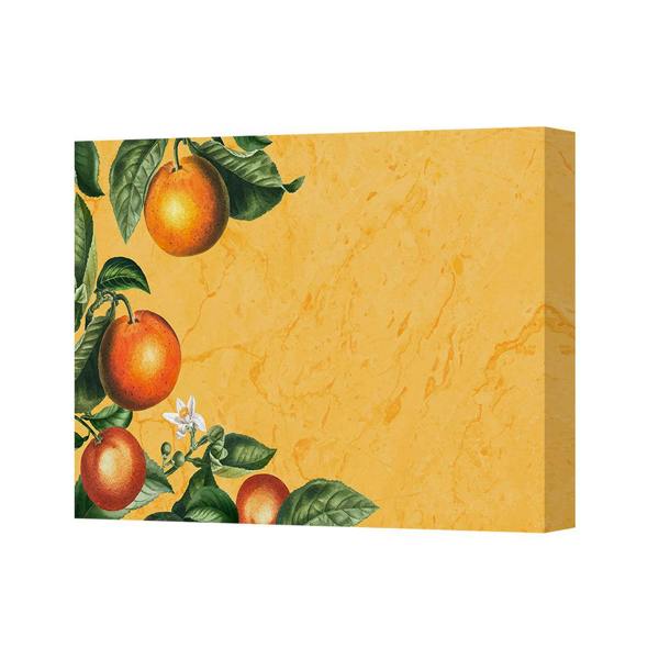 Benjamin Tate Design Orange Fruit Canvas Wall Art Print With Yellow Marble Backdrop