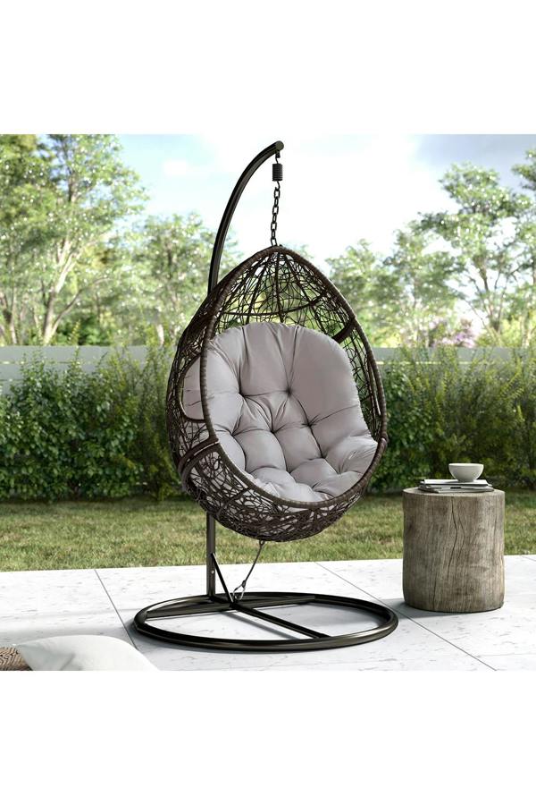Living and Home 80cm W x 108cm H Light Grey Hanging Egg Swing Chair Cushion