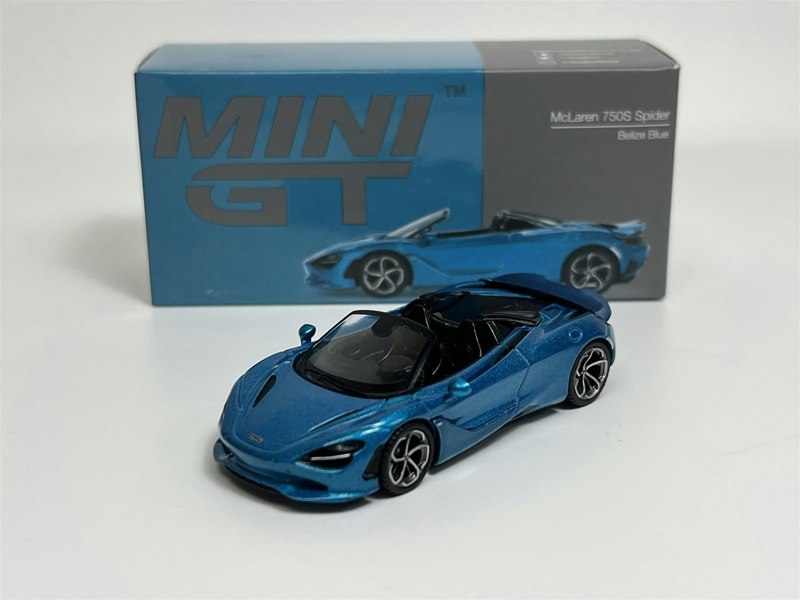 Mini GT McLaren 750S Spider Belize Blue LHD 1:64 Scale MGT00812L