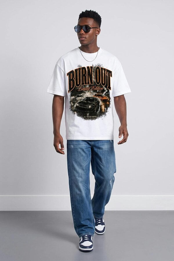 London Attitude Burn Out Limited Edition Oversized Heavyweight Graphic T-Shirt
