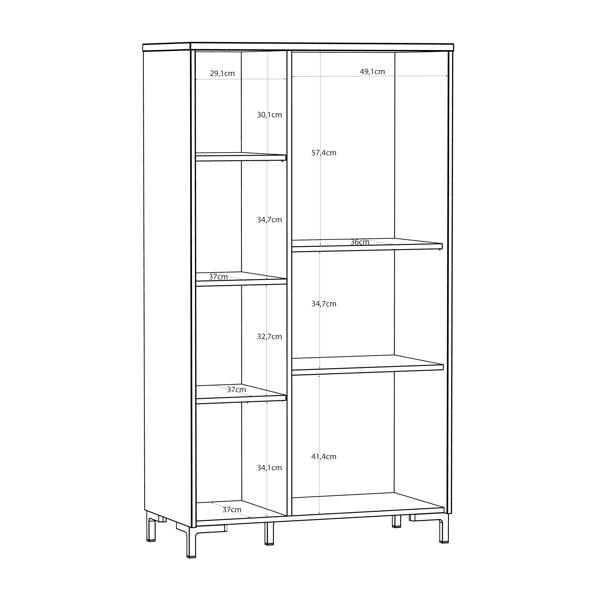 Furniture To Go Bixbite Display Cabinet with Fluted Detail, Doors & Open Shelving in Mauvella Oak and Sand