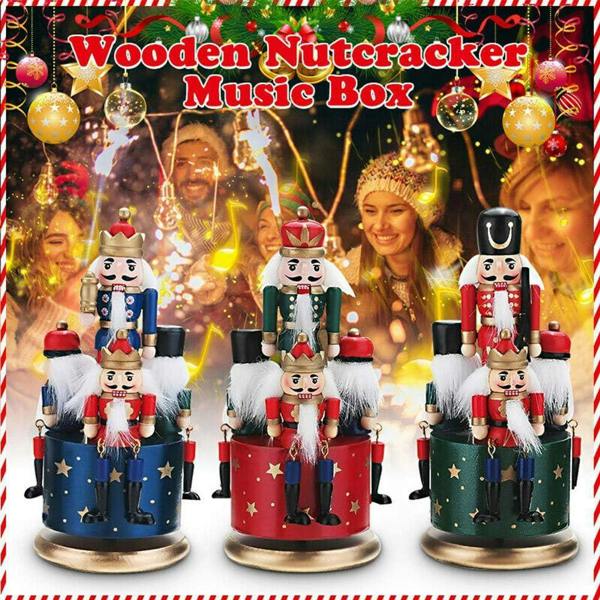 20cm Wooden Musical Nutcracker Soldier Christmas Ornament with Clockwork Movement image 6