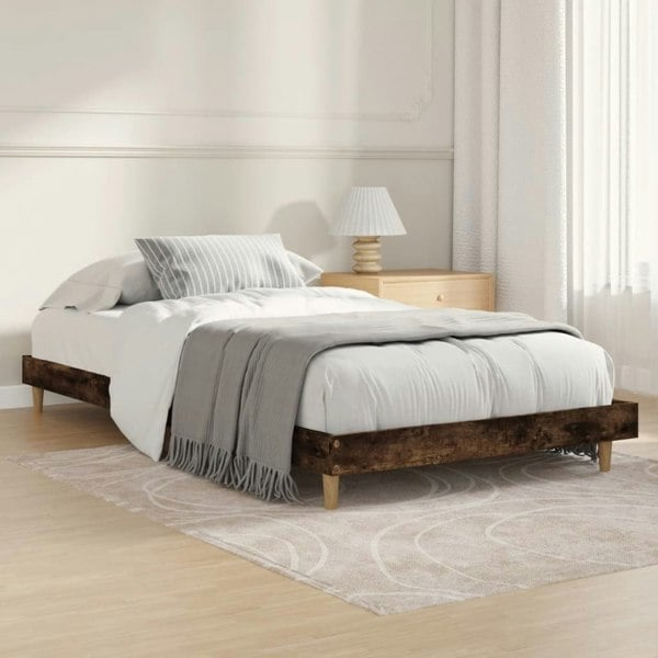 Berkfield Bed Frame Smoked Oak 100x200 cm Engineered Wood