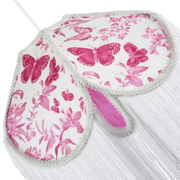 Pink Butterfly Victorian Vintage Lamp Shade with Oval Velvet Sections Image 4