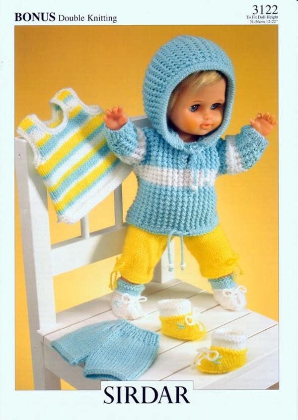 Hayfield Bonus DK Knitting Pattern 3122, Doll Clothes 12 - 22 Inches - Easy