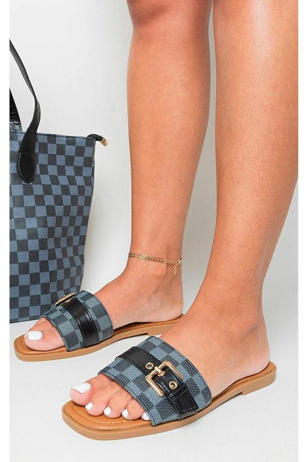 Ariah Open Toe Flat Sandals - Black