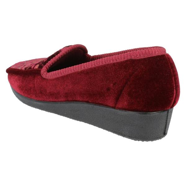 Spot On Ladies Spot On Slip On Floral Design Slipper Shoes
