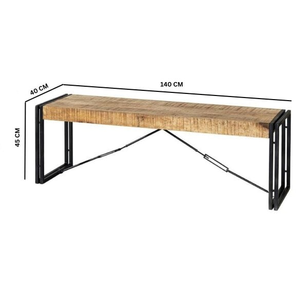 Wyld Haus Toivakka Industrial Reclaimed Wood and Metal Dining Bench