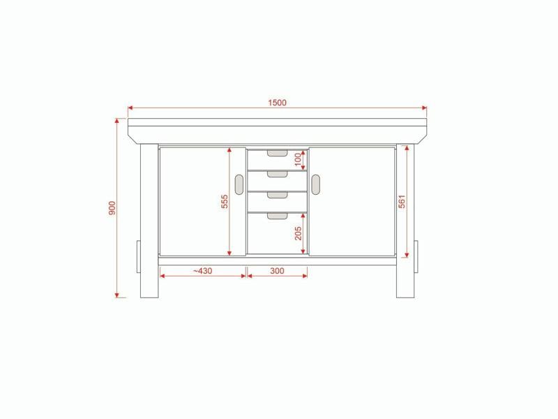 Acorn Heavy-Duty Cupboard Workbench (V.6) – Sturdy Wooden Workbench with Two Cupboards, One on Each side, Multiple Drawers, and Optional Back Panel or Pegboard, Ideal for Garages, Workshops, and Sheds