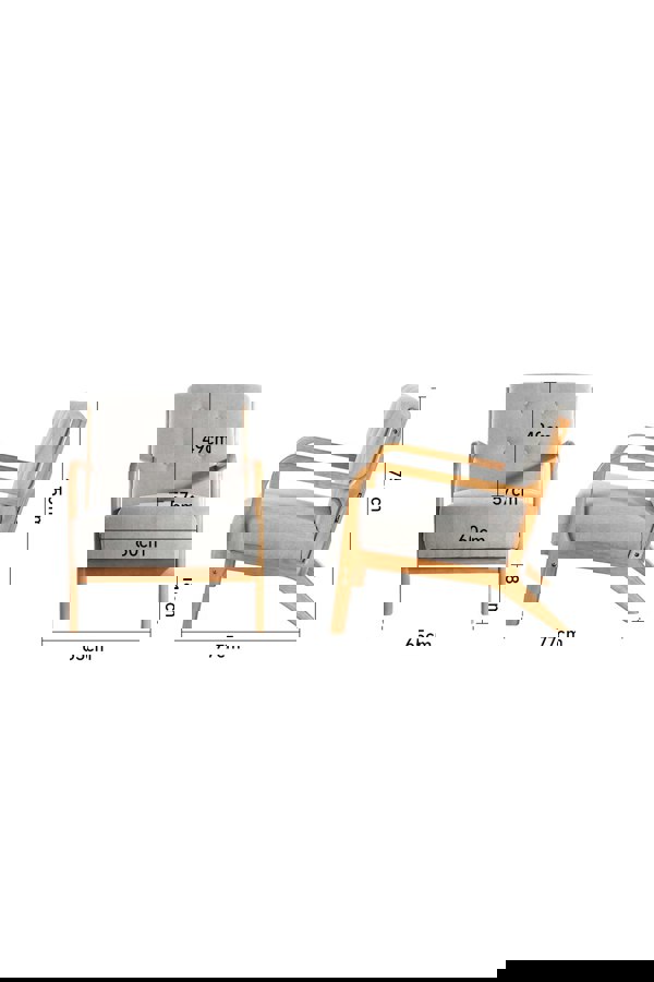 Living and Home Grey Solid Wooden Frame Upholstered Tufted Armchair