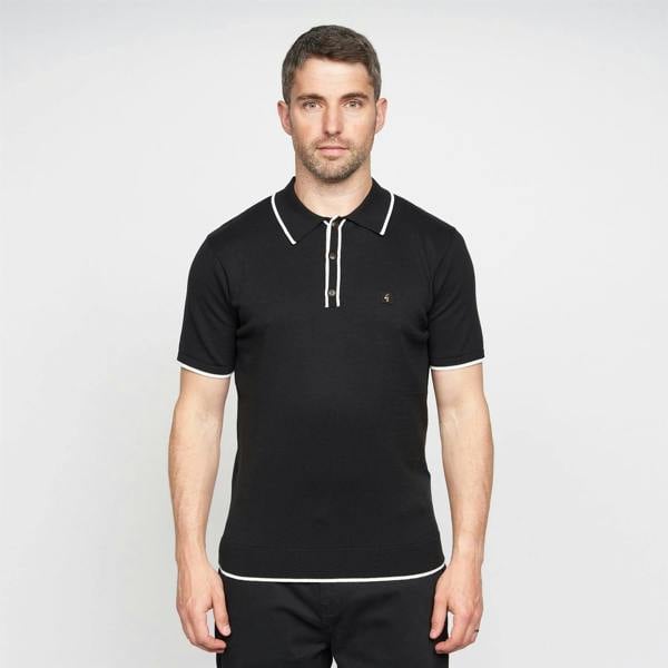 Gabicci V00GM09S Mens Lineker Knitted Polo Gabicci Vintage - BLACK