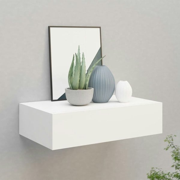 Berkfield Wall-mounted Drawer Shelf White 40x23.5x10 cm MDF